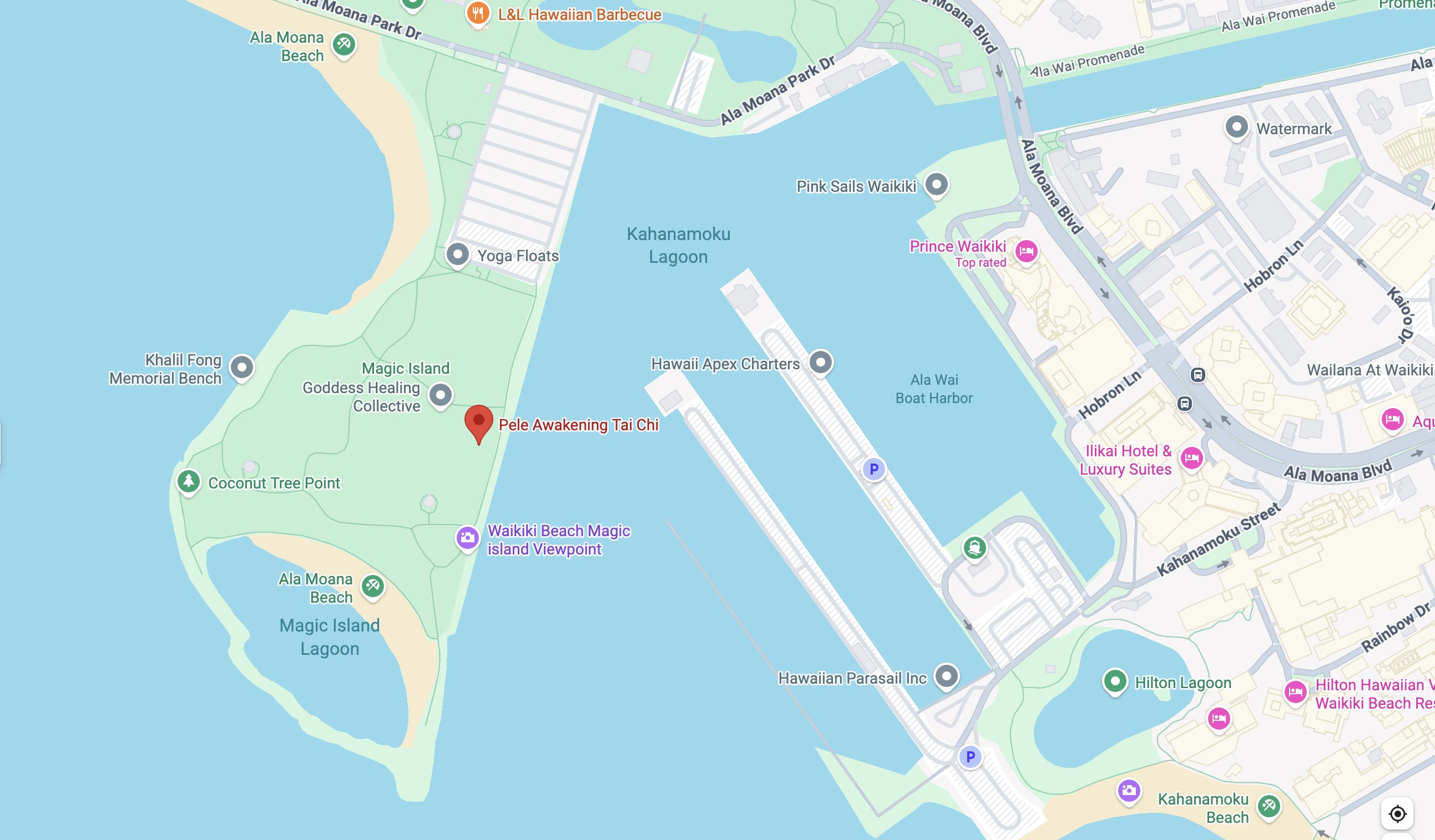Map showing the location near Magic Island, Honolulu, O'ahu